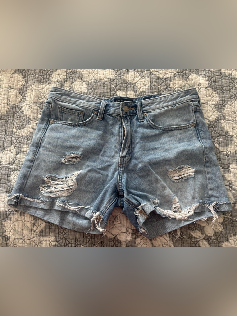 Lucky Brand Light Blue Distressed Denim Shorts